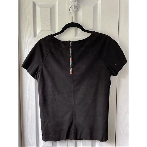 Maison Scotch Suede & Fringe Blouse Top - Picture 4 of 5